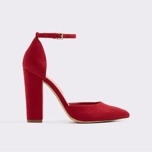Aldo Nicholes Red Suede Block Heel Pumps